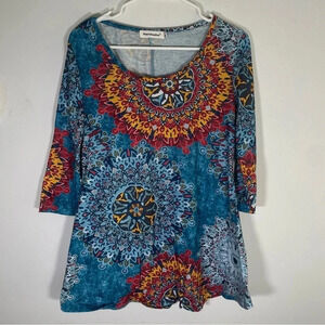 Nandashe Women’s Size Medium Geo Print Long Sleeve Blouse